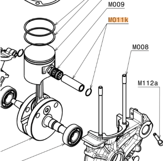 M011k | Moster Piston pin Ø 16 mm and Pin lock ring - Image 2