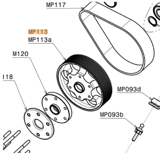 MP113 | Pulley Ø 128 mm 13 grooves, black - Image 3
