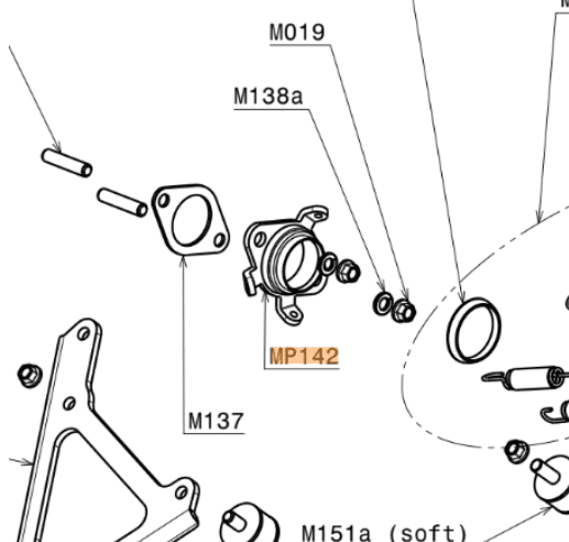 MP142 | Exhaust Flange (3 Springs) with Assembled Bushing 20/25 Hours and Springs - Image 3