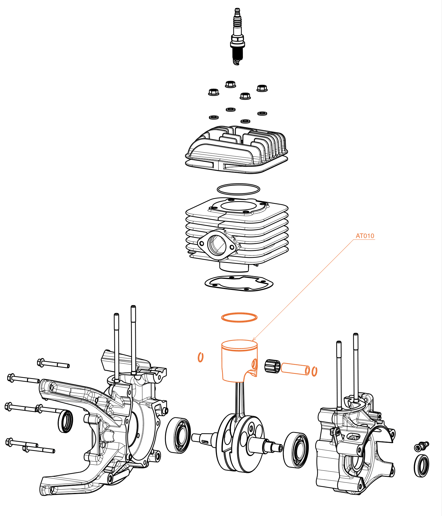 AT010 (SEL. A, B or C) | Piston complete (includes: AT011 - AT013) - Image 2